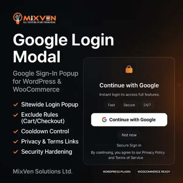 Plugin Sign In Google Login Popup Plugin for WordPress & WooCommerce | MixVen